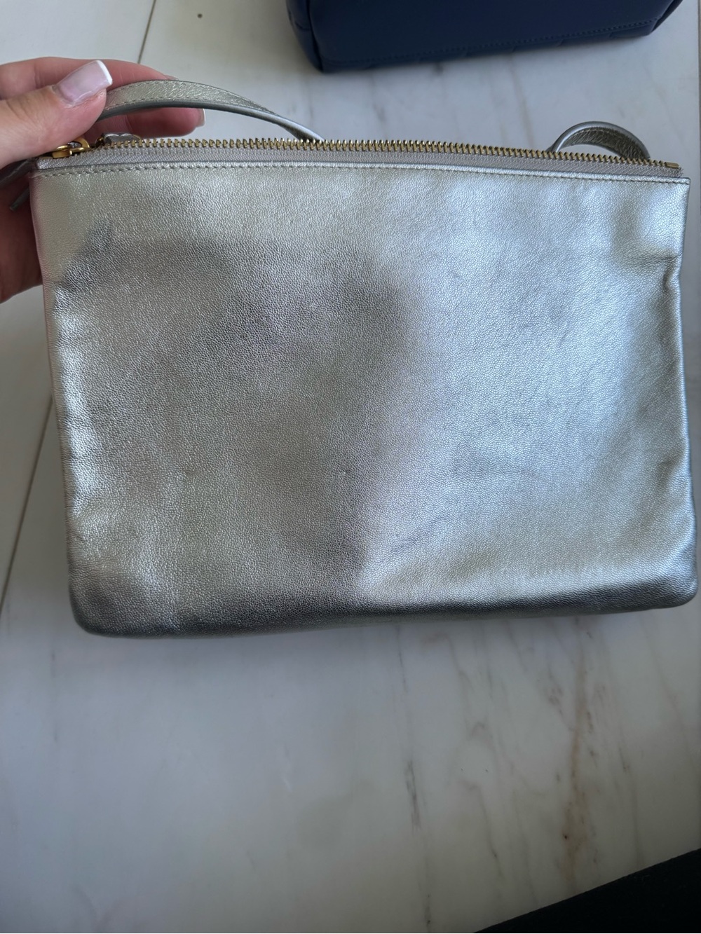 Celine Metallic Silver Leather Clutch - Picture 2 of 2